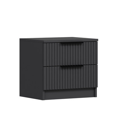 Wesa Modern Nightstand with Numerous Shelves, Anthracite Color, 19.7 x 18.5 x 15.7 inches | 100% Melamine Coated Particle Board, Thickness: 0.7 inches | Stylish & Functional Design for Bedroom Storage Solutions