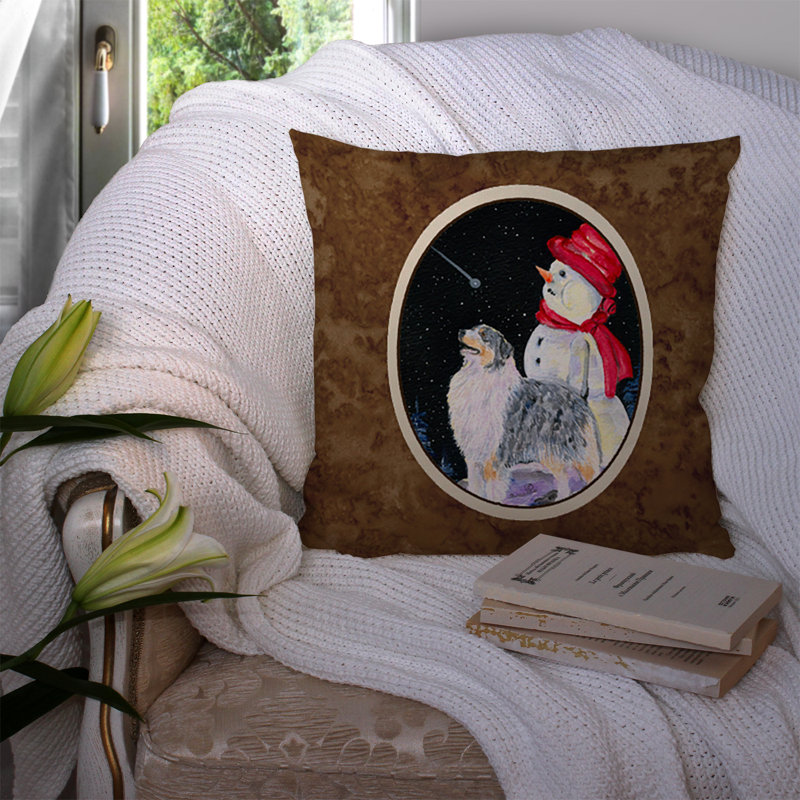 Coussin décoratif intérieur/extérieur australie berger et bonhomme de neige