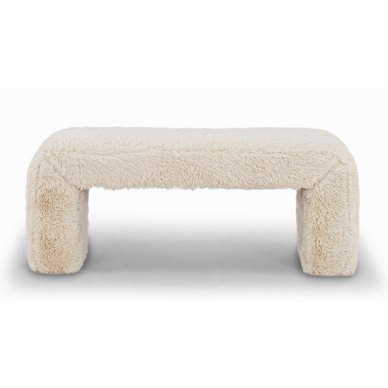 Banc rembourré Colyt, H 19 po x l 47 po x P 18 po, Blanc