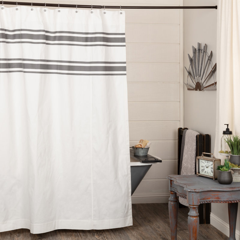 Jefson 100% Cotton Striped Shower Curtain