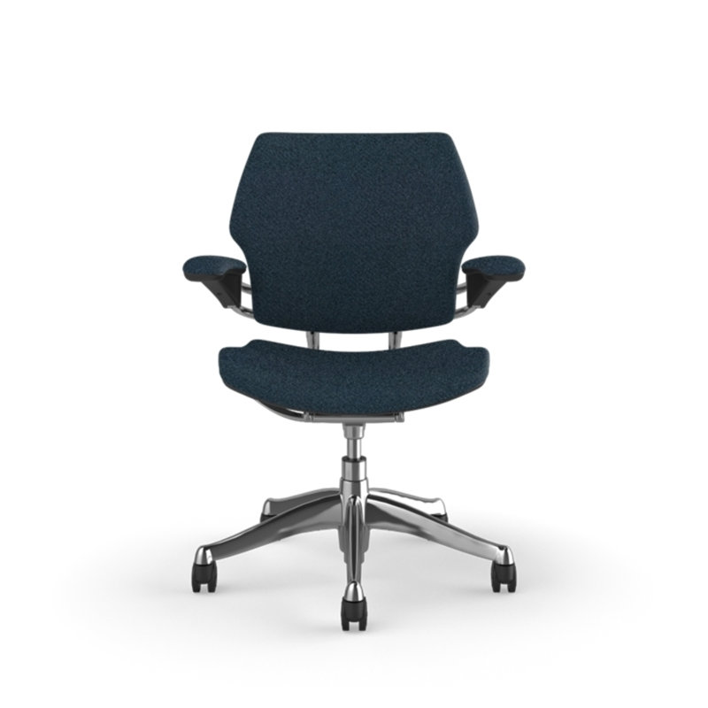 Freedom Ergonomic Task Chair - Coda, Polished Aluminum with Graphite Trim, Standard Duron Arms with Textile, Navy - 0762