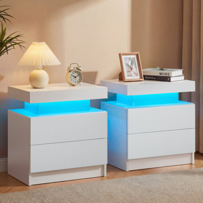 LED Nightstand with Drawers