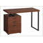 Bureaux, bureau d'ordinateur moderne de L 48 po avec configuration réversible Tiroirs de rangement, stratifié brun cerise & amp; Métal noir | Cerise | Panneau de particules