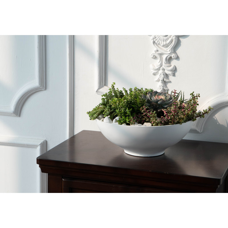 Pot de fleurs en Fiberstone Smithsburg, Blanc, H 4,75 po x l 12,5 po x P 12,5 po