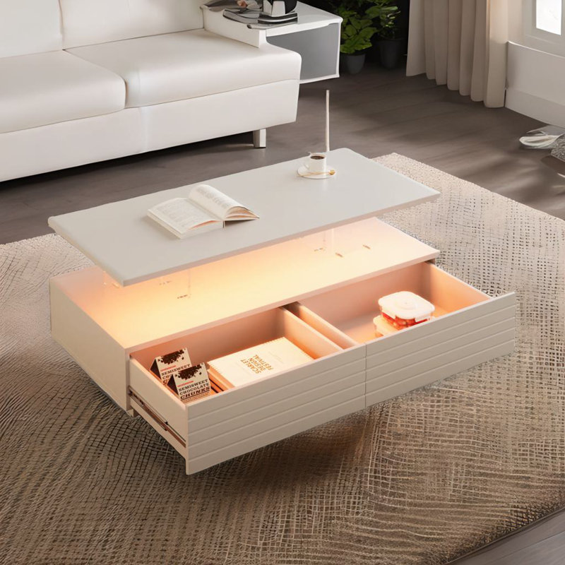 Led Lights Coffee Table, White