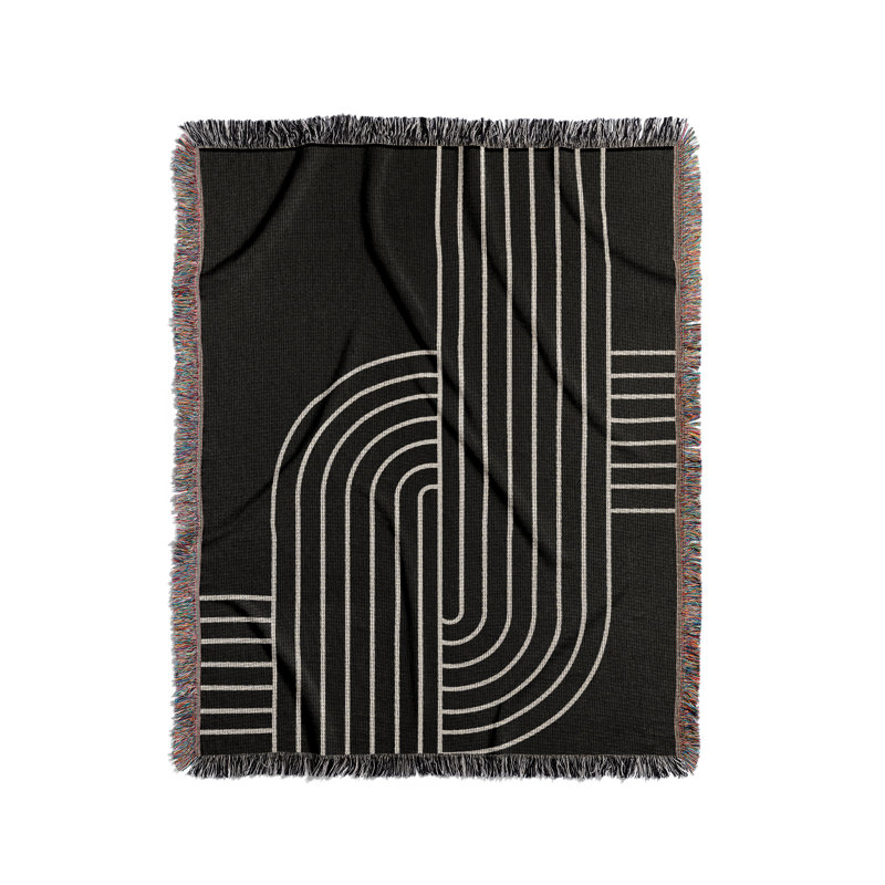 Jeté en mélange de coton Askii, Noir, L 60 po x l 50 po