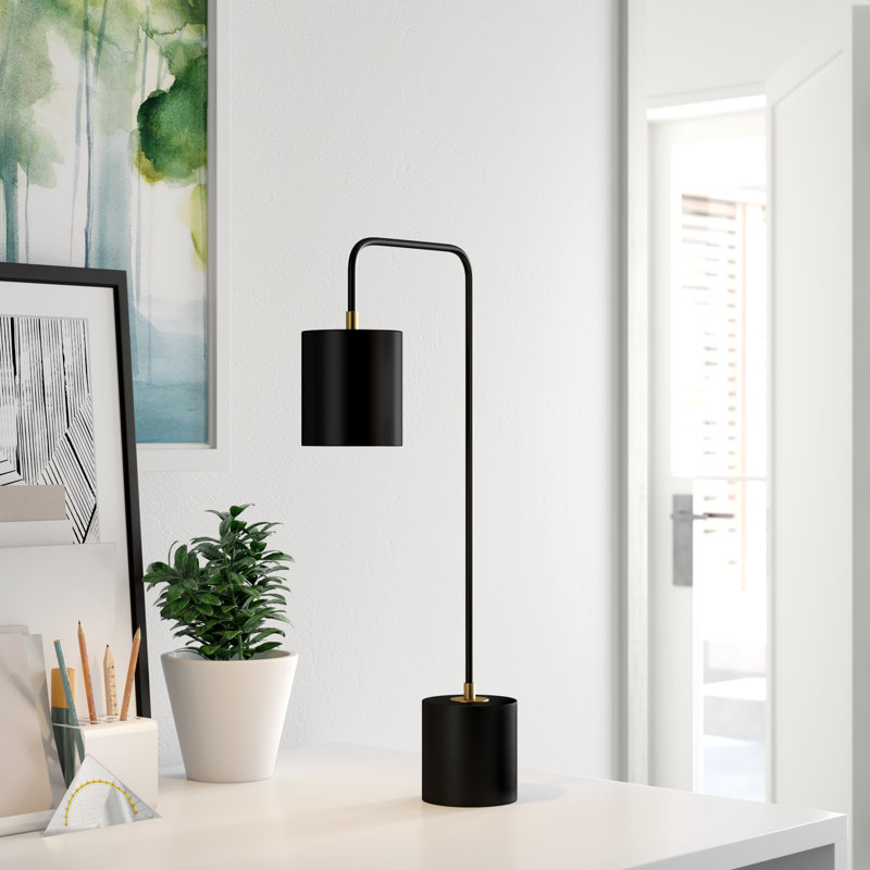 Lampe de table arquée 25 po Demorest, Noir, noir, noir, noir