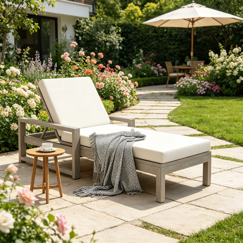 Trexm Outdoor Lounge Chairs, 5Position Chaise Lounge Outdoor, Patio Chaise Lounge With Cushion & Adjustable Backrest, Pool Lounge Chairs For Backyard, Deck, And Lawn, Gray