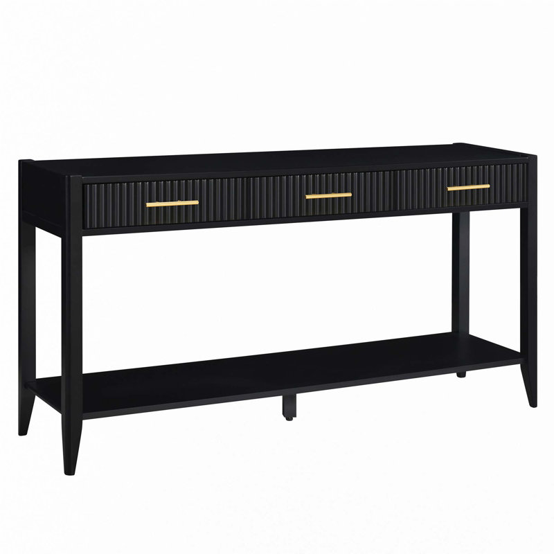 Console 60 po avec 3 tiroirs 60 po, Noir
