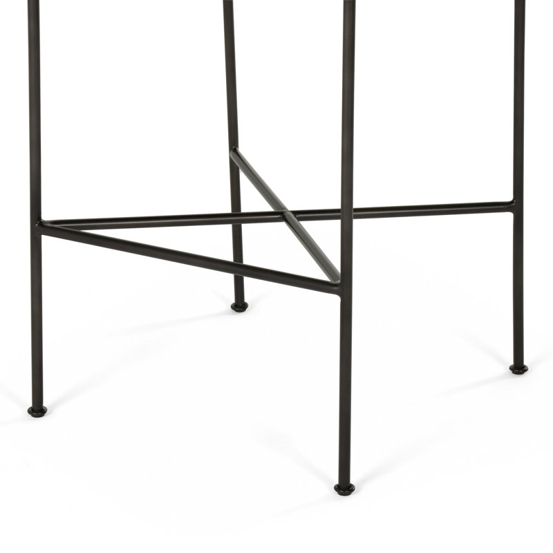 Kenza Counter Stool, Black, Distressed Black Faux Leather, Bar Stool (30” Seat Height)