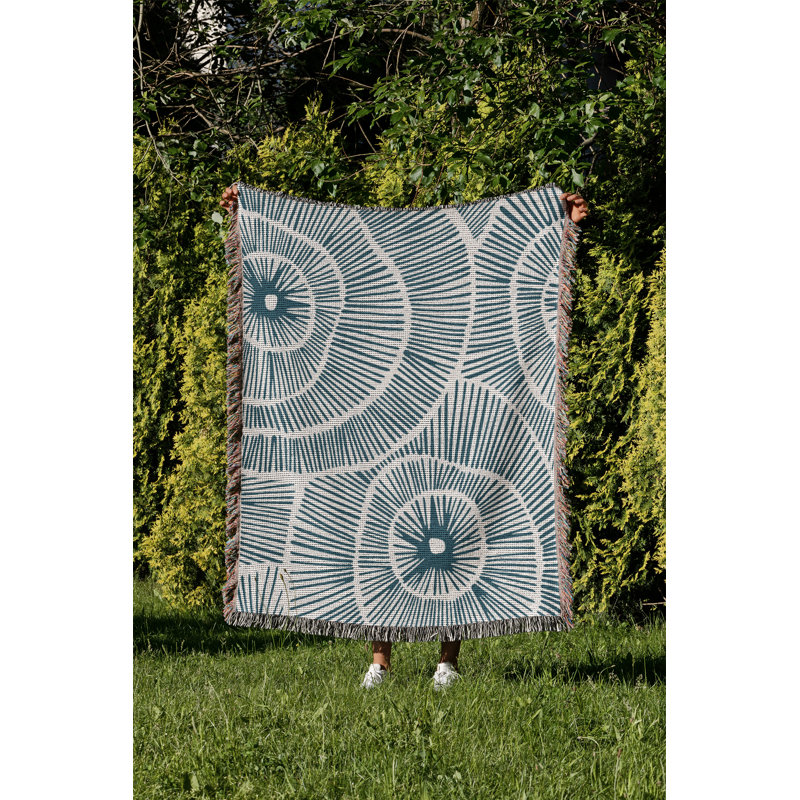 Jeté en coton Ray, Bleu sarcelle, 60 x 60