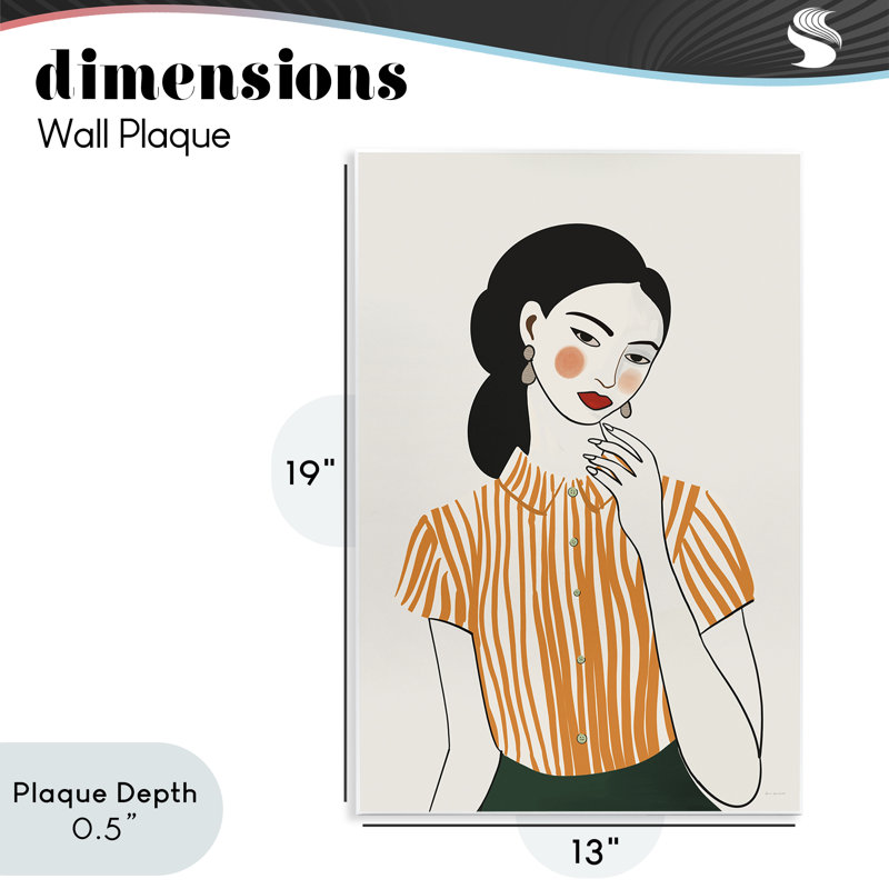«Woman in Orange Blouse», plaque murale par Omar Escalante, 19 cm x 13 cm