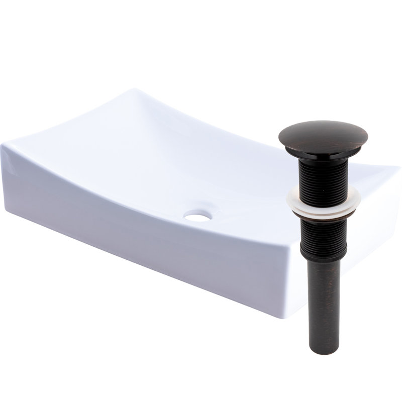 Novatto 21.75'' Porcelain Rectangular Bathroom Sink, White, Oil Rubbed Bronze