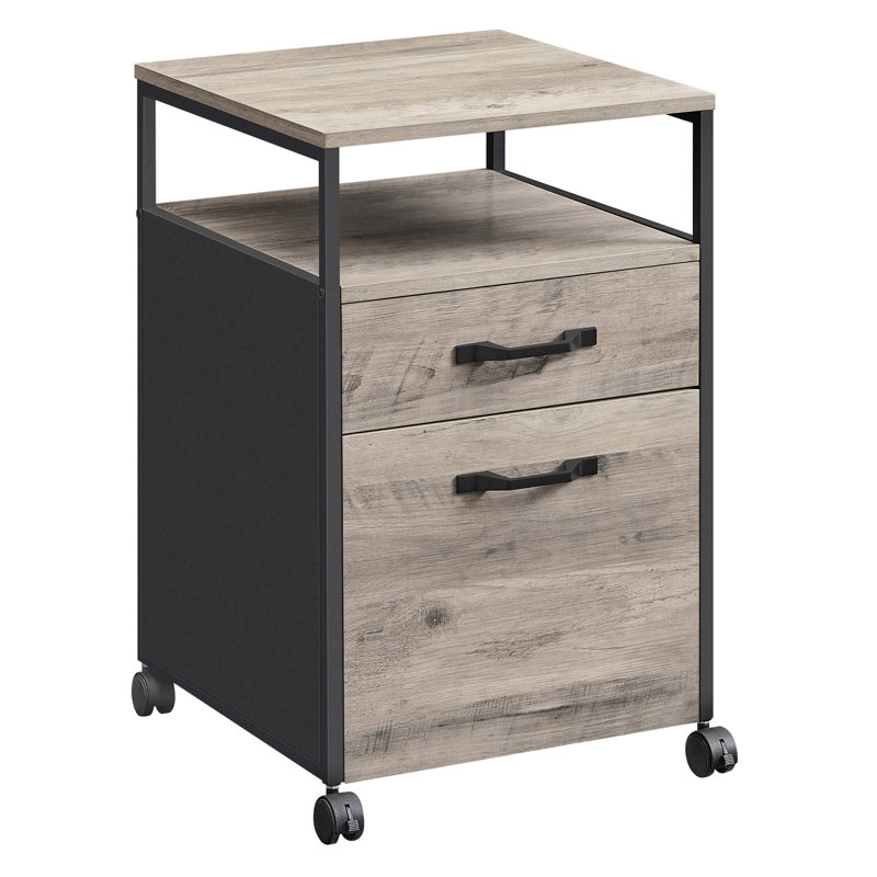 Brixton 41 cm W 2 -Drawer Filing Cabinet, Greige/Black