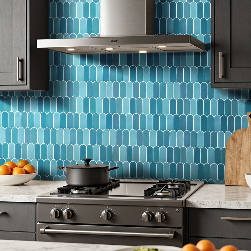 10Pcs Self-Adhesive Wall Tile Stickers, Blue