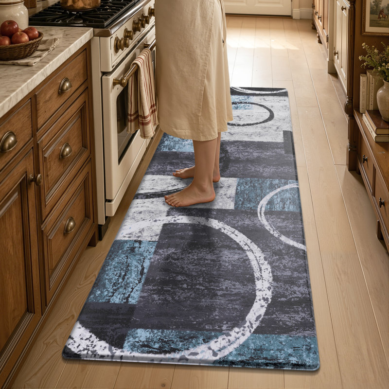 Tapis de cuisine antidérapant Retro, Bleu/Gris