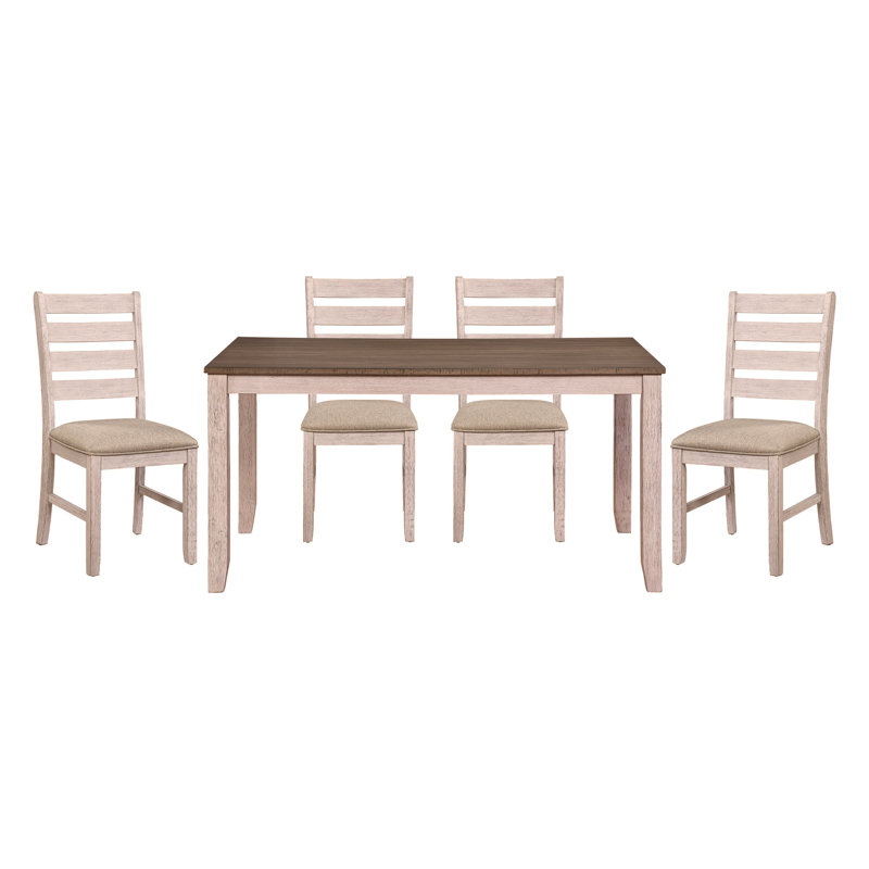 Table de salle à manger rectangulaire gris et blanc, 5