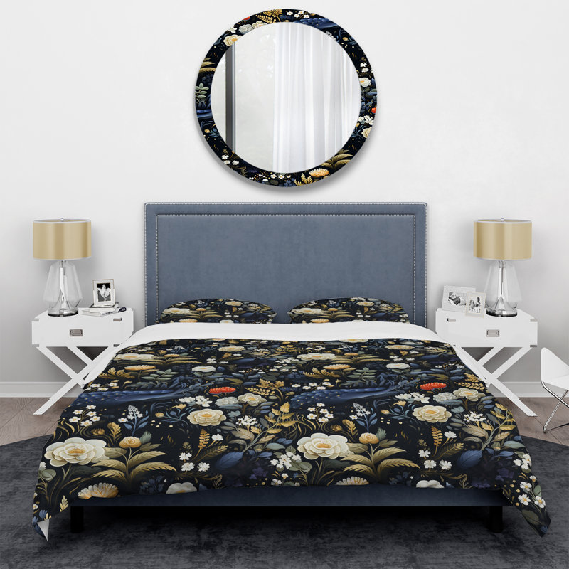 Ensemble de housse de couette Enchanted Flowers, Housse de couette pour très grand lit et 2 très