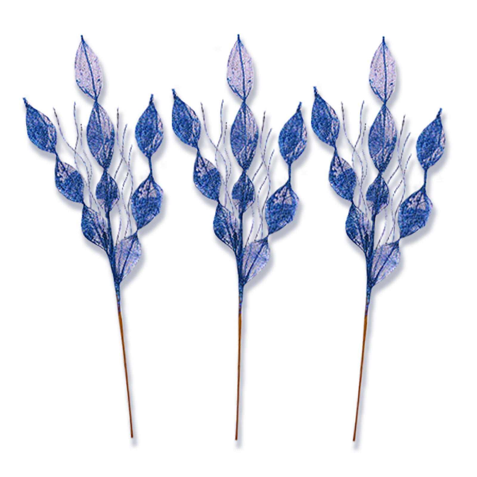 32" Leafy Glitter Picks, Navy Blue