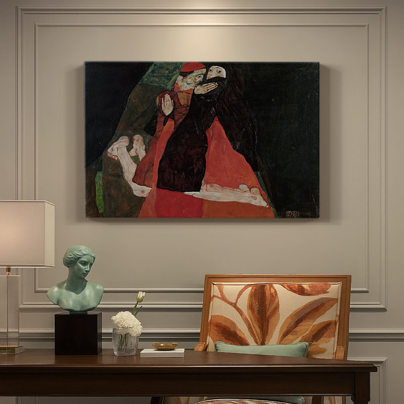 Cardinal and Nun (Caress)-Egon Schiele-Gallery Wrapped Canvas-1912, 12x18