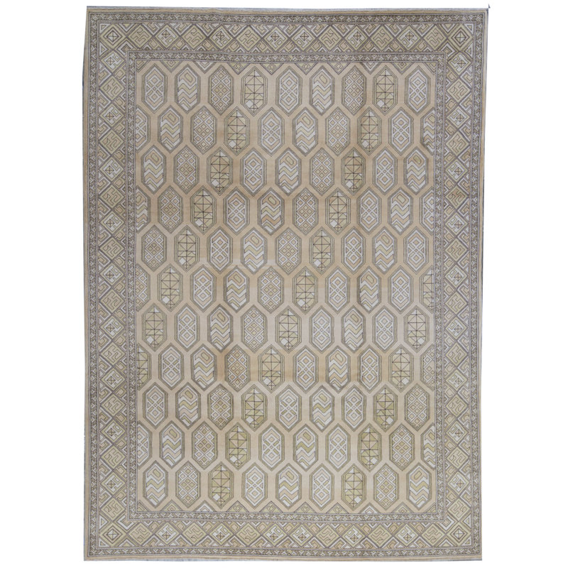 Tapis beige noué à la main de haute qualité