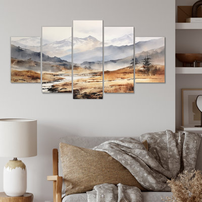  «European Fog Mountain Dream III - Winter Landscape Multipanel Wall Art, ensemble