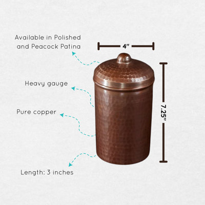 Copper Kitchen Canisters - Individual Sizes