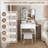 Modern Vanity Desk ,Featuring 3 Modes Of LED Lighting With Adjustable Brightness, 3 Drawers And Multiple Open Storage Shelves, A Hair Dryer Holder And Power Socket, And A Dressing Chair-1562748249