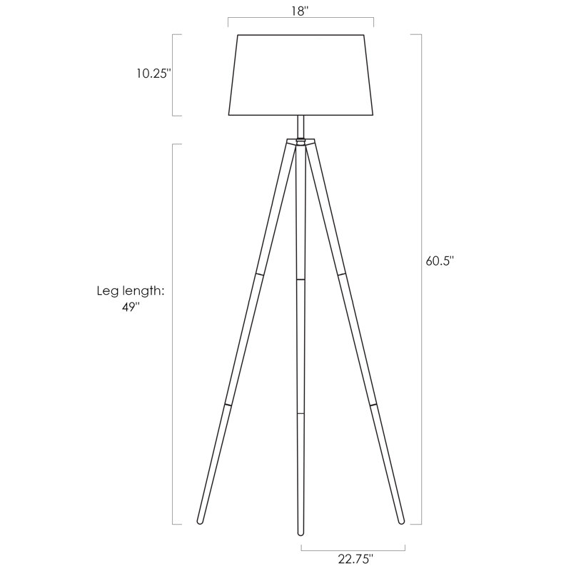 Daviya 60.5'' Pine Style Tripod Floor Lamp
