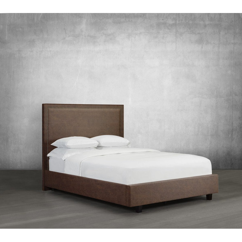 Lit standard rembourré Stowers, Grand, Similicuir - caramel