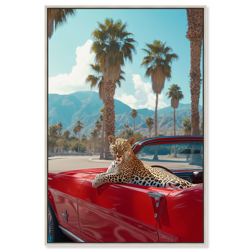 Art Remedy, toile d'art moderne tigre rouge, Mustang rouge rugissant II, Encadrement argenté, H 16 po x l 11 po