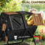 Gobelet à compost 34,5 gallons - double chambre, pieds en acier, ouvertures de ventilation, cour pivotante pour chambre radieuse