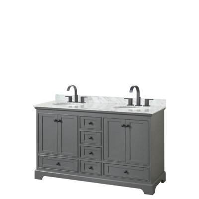 Deborah 60'' Double Bathroom Vanity with Marble Top