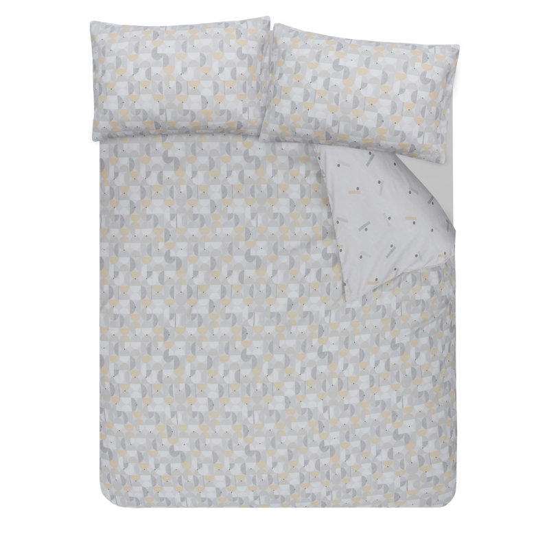 Polyester Geometric Shapes Duvet Cover, Double Duvet Cover + 2 Standard Pillowcases, Ochre