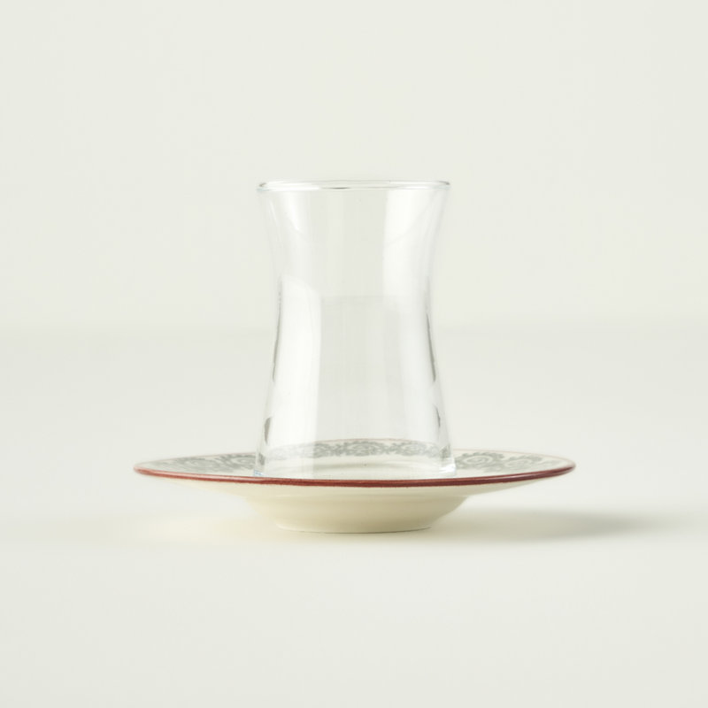Ensemble de verres à thé indiens avec soucoupes (6 pièces)