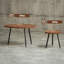 Stacking Nesting End Table Set, Wood Effect Tabletops with Metal Frame for Flexible Home Layout