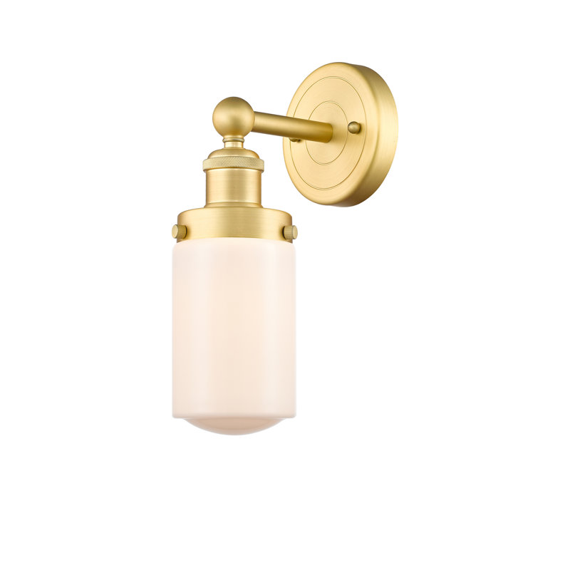 Cantril Armed Sconce, Matte White, Satin Gold