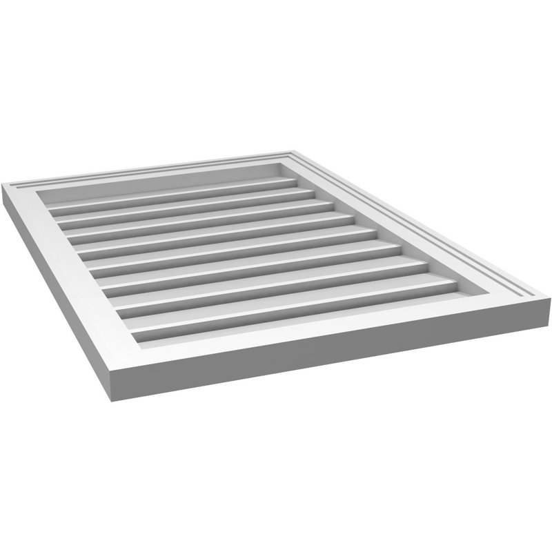 Évent à pignon fonctionnel en uréthane rectangulaire à fixation en surface, brun clair apprêté, H 30 po x l 22 po x P 1,5 po