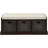 Rustic Storage Bench With 3 Removable Classic Rattan Basket , Entryway Bench With Removable Cushion (Espresso)-1885331299