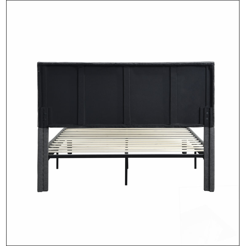 Structure de lit plateforme robuste avec support en lattes de bois pour un assemblage facile et une durabilité à long terme