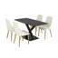 Ensemble de table de salle à manger en pierre frittée pour 4 personnes avec chaises rembourrées en similicuir-577240672