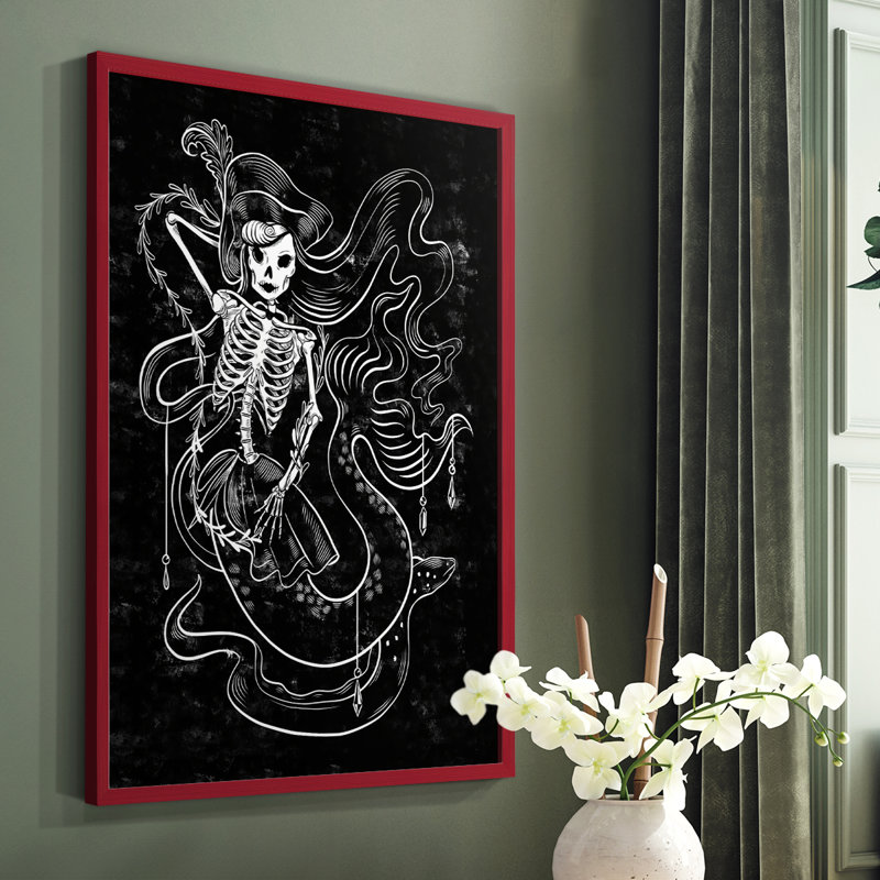 Pirate Mermaids II, reproduction encadrée - bois massif, Rouge, H 10 po x l 8 po