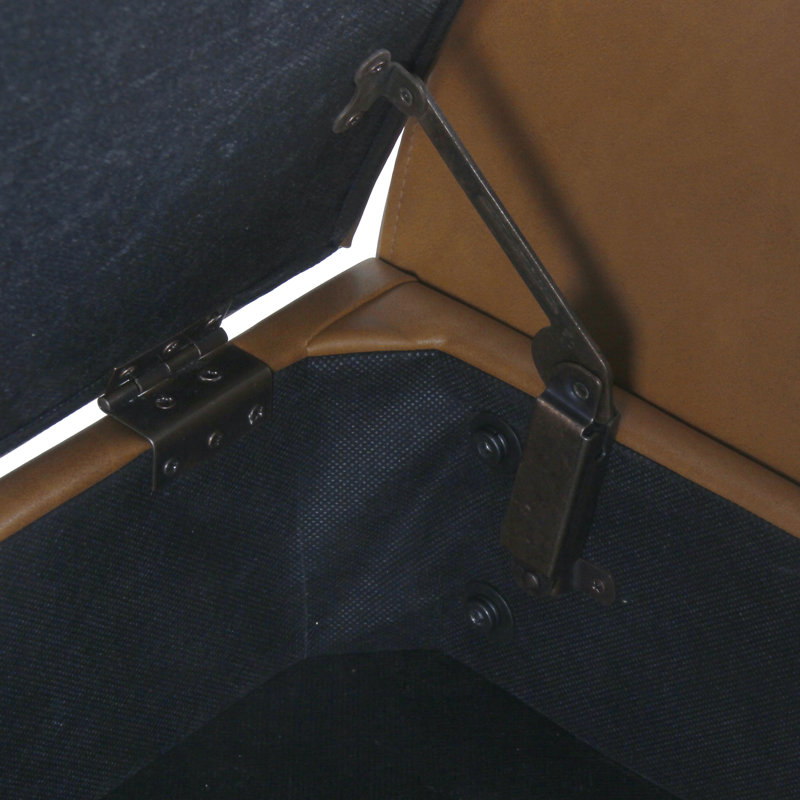 Banc de rangement rembourré Amsi, Cuir caramel