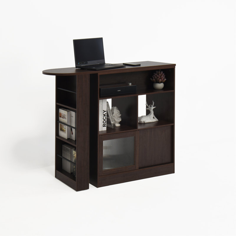 Bar rotatif polyvalent avec rangement abondant pour différentes pièces, finition noyer