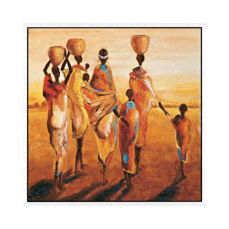 Mères et Enfants 1 Piece Wall Art on Canvas, 93.98 cm H x 93.98 cm W, White Framed