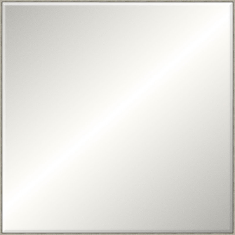 Floater 1 Solid Wood Beveled Mirror, 49.25" x 49.25", Gray, Square
