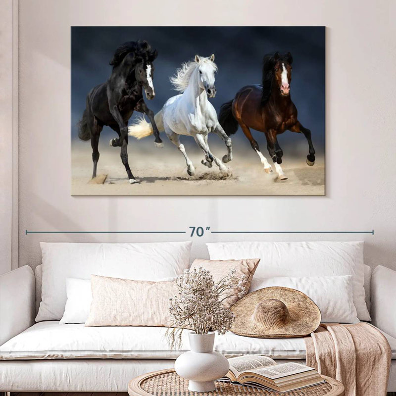 Brampt Three Playful Horses, 34" H x 51" W