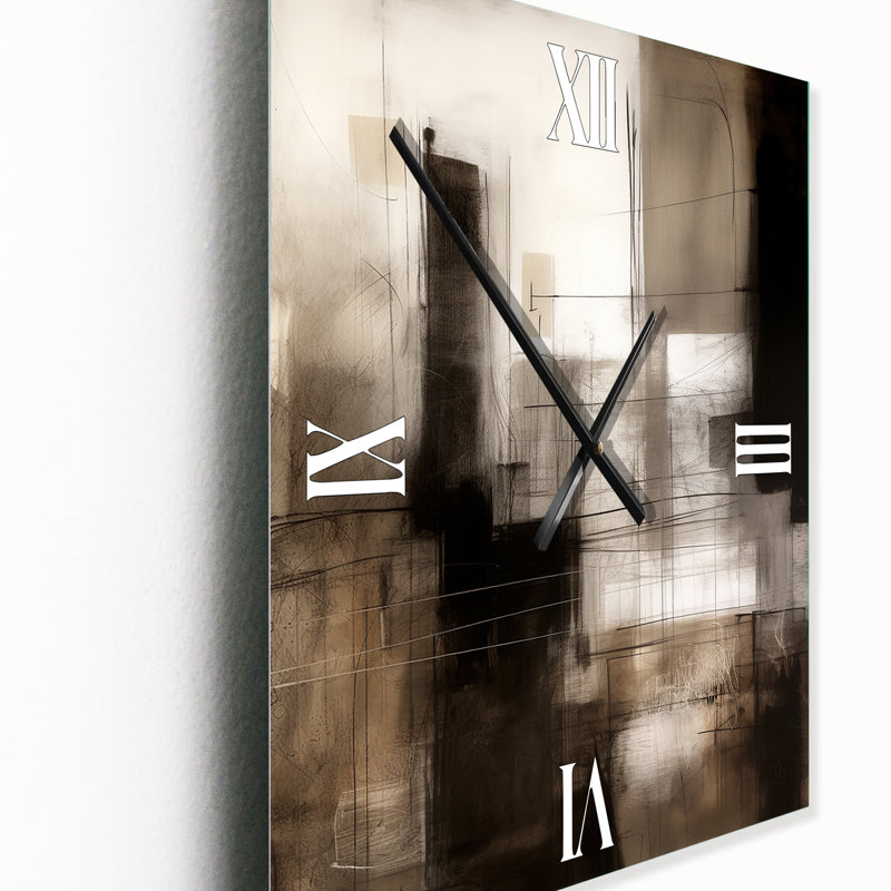Mid-Century Fusion V - Horloge murale abstraite Mid-Century, H 40 po x l 30 po x P 1 po