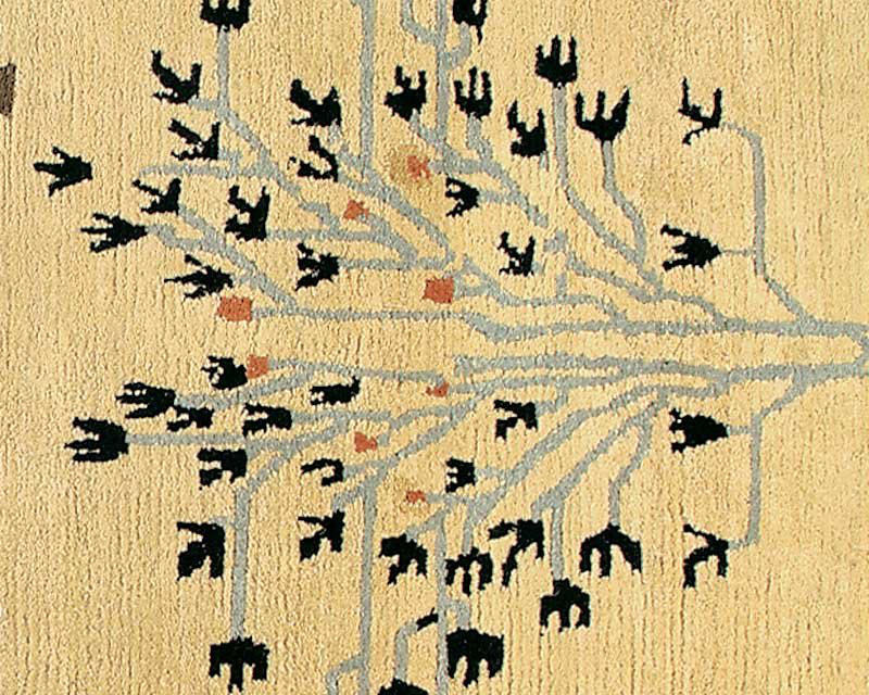 Donegal Branches Wool Oriental Area Rug in Beige/Black, Rectangle 8' x 10'