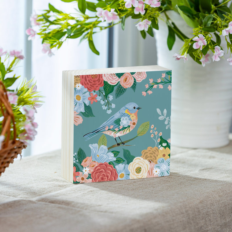 What She Shed Table Decor Wood Plock Blue Bird, 6"
